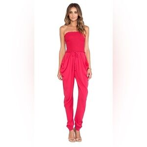 Catherine Malandrino| Finesse Strapless Jumpsuit in Geranium pink / 95% silk